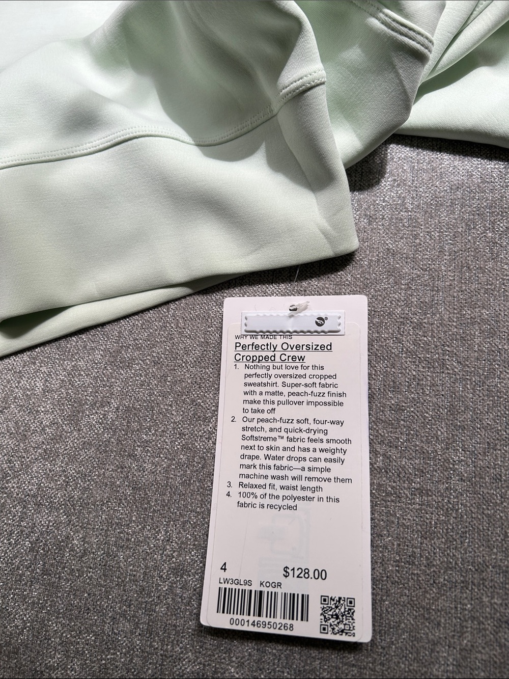 Lululemon Softstreme Kolhlrabi Green Perfectly Cropped Crew NWT - Picture 3 of 5